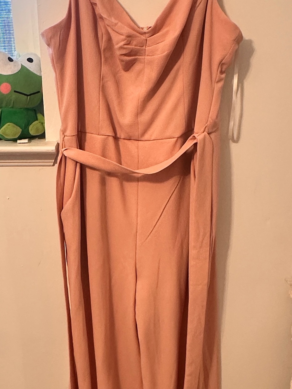Sleeveless Blush Pink Jumpsuit with Waist Tie
